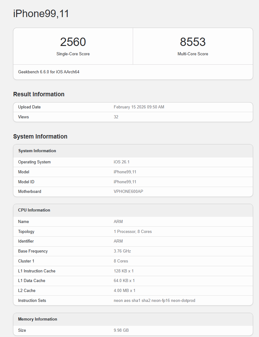 iPhone 17e su Geekbench? Benchmark sospetto