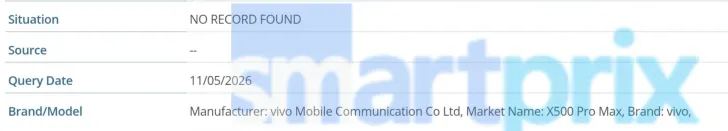 vivo X500 Pro Max appare online in un database