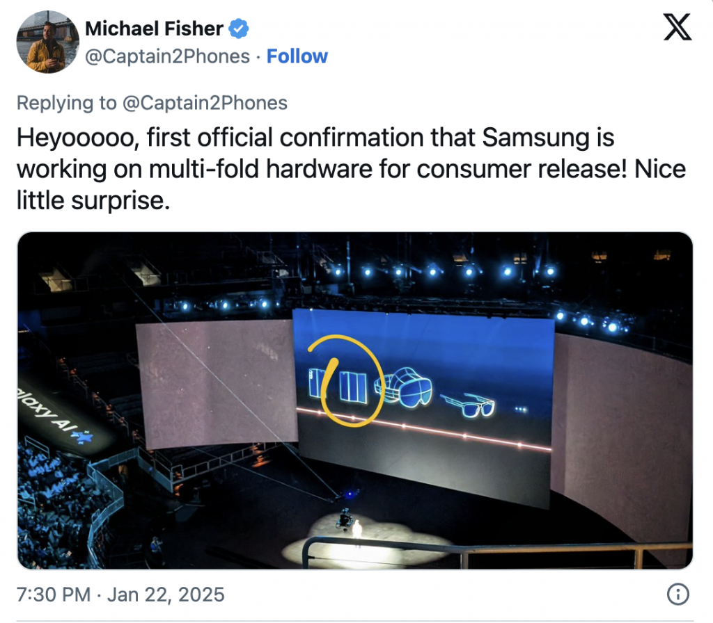 Samsung svela un futuro trifold durante l'unpacked