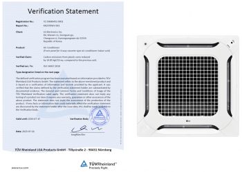 LG ottiene la certificazione TÜV Rheinland per la climatizzazione sostenibile