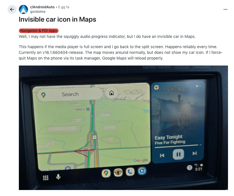 Bug Android Auto: sparisce icona auto , ecco il bug spiegato