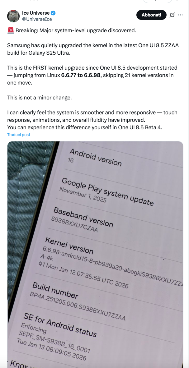 One UI 8.5 Beta 4: grossi miglioramenti alle prestazioni in arrivo