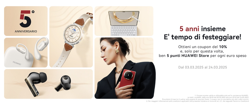 Huawei Store celebra 5 anni con sconti esclusivi