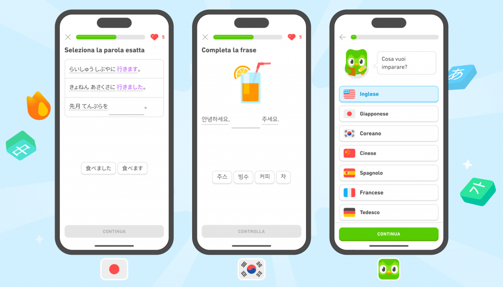 Duolingo espande la sua offerta per utenti italiani