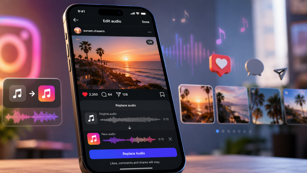 Cambiare audio su Instagram: ora si fa senza perdere like