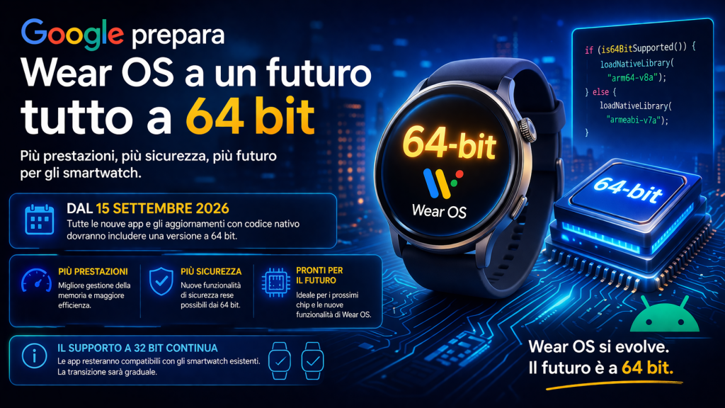 Google prepara Wear OS a un futuro tutto a 64 bit