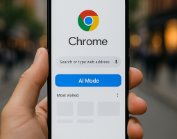 Google introduce shortcut AI Mode su Chrome mobile