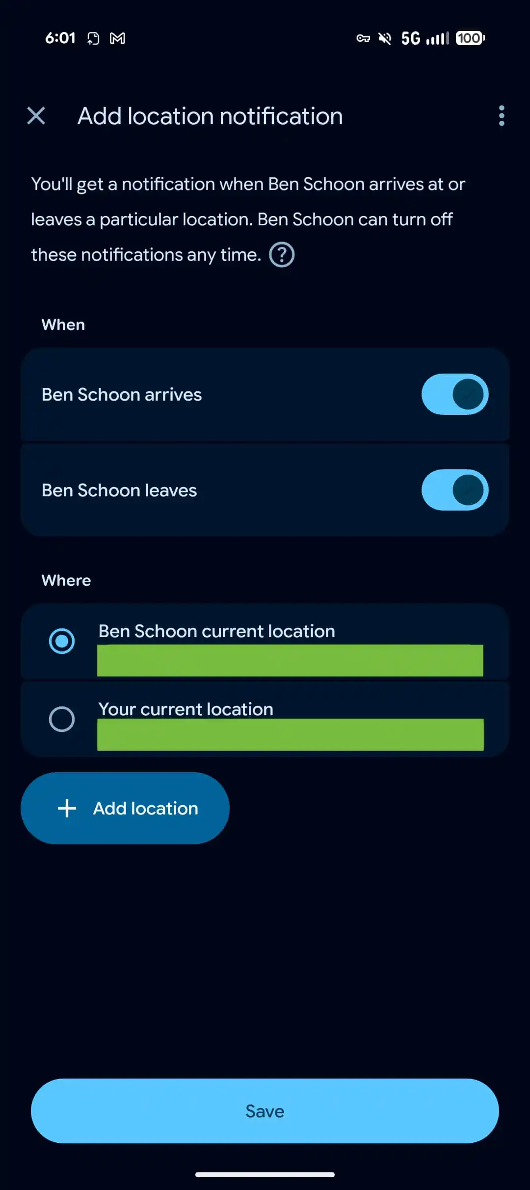 Find Hub: notifiche posizione su Android