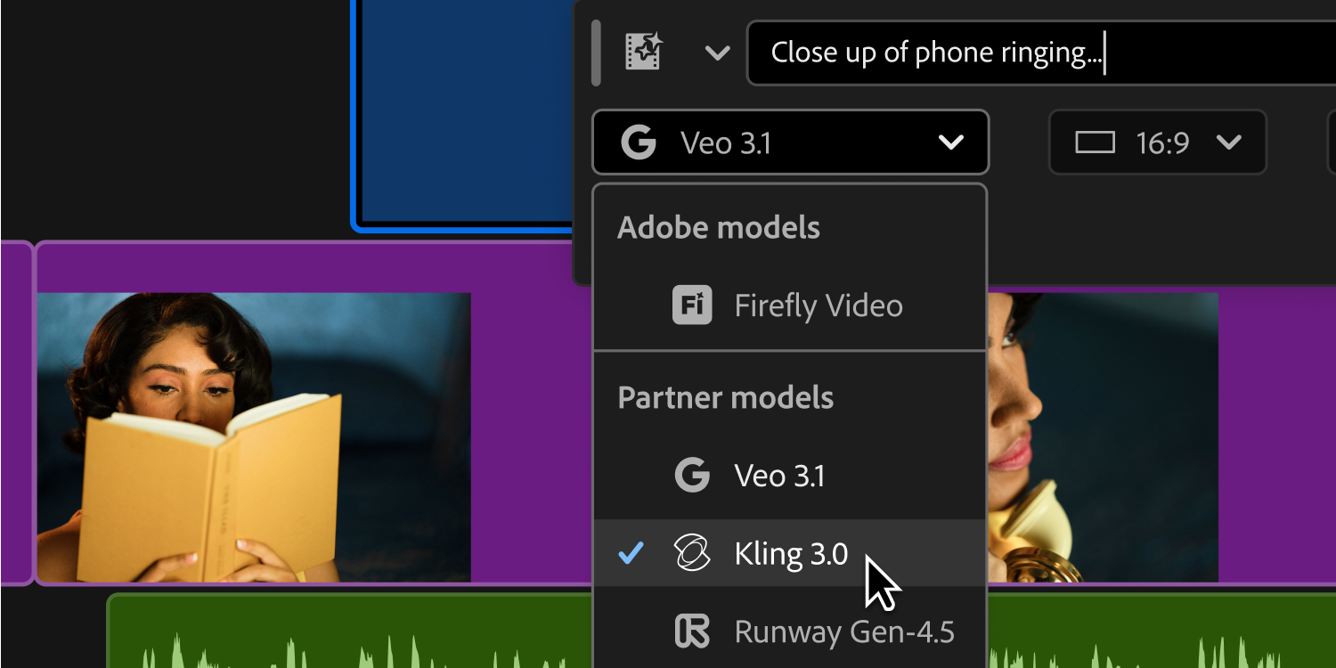 Adobe Premiere integra Firefly, Veo, Kling, Runway e Luma