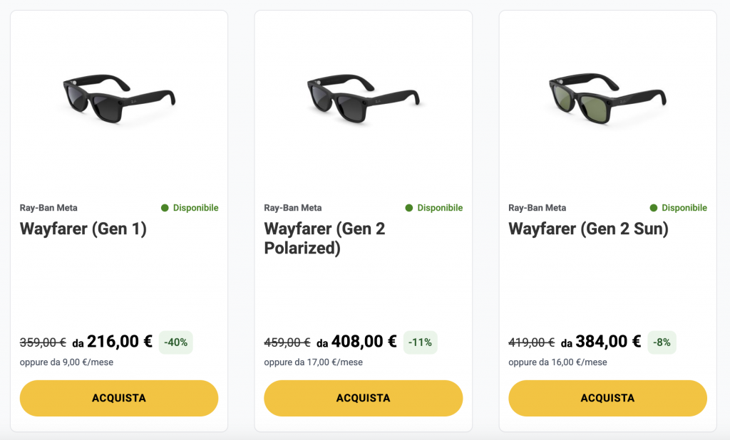 Meta Glasses Adventurer debuttano in Italia con Fastweb