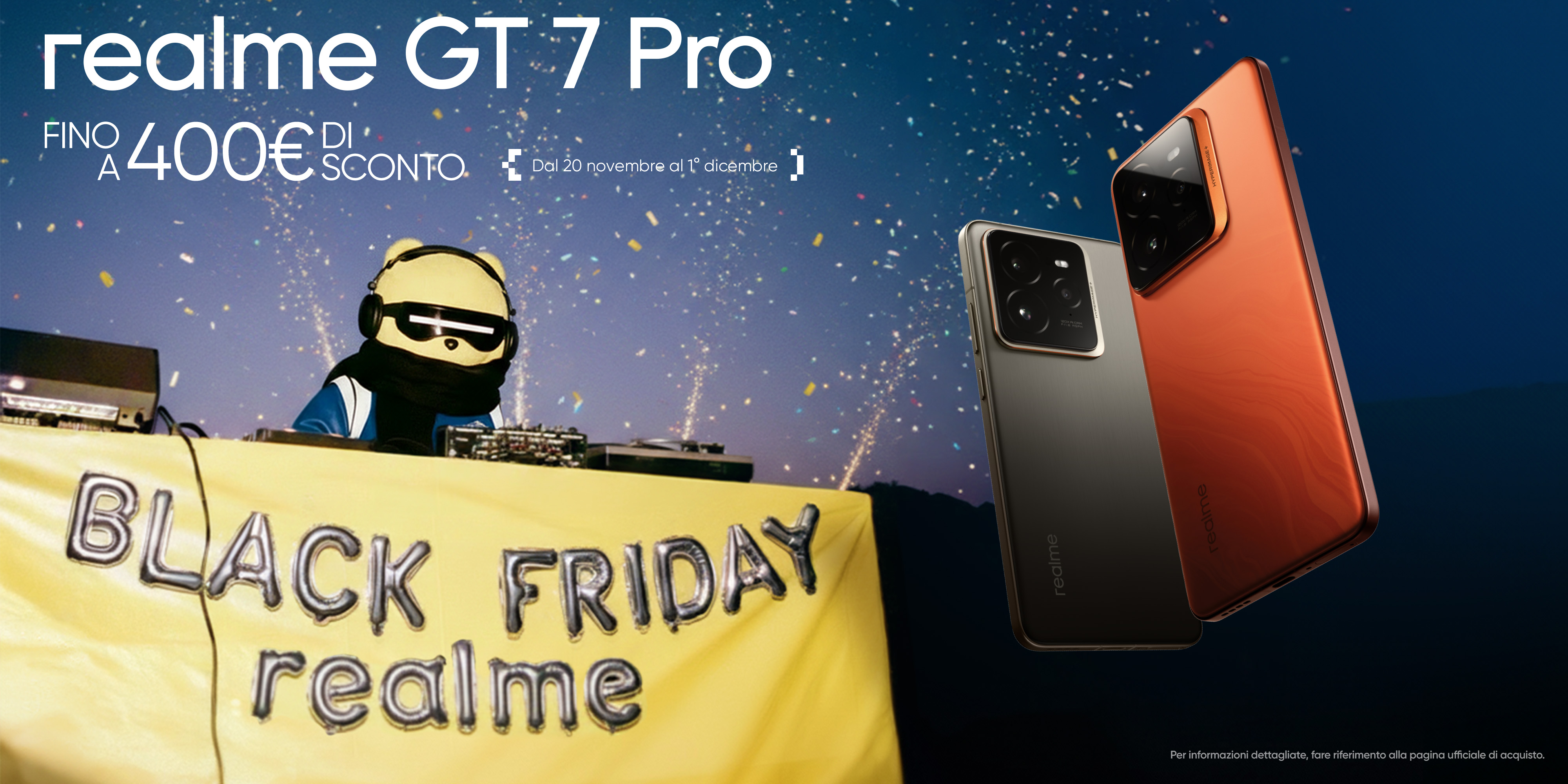 Black Friday di realme: sconti fino a 400 € su GT 7 Pro, serie GT 7 e 14 Pro+