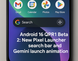 Android 16 QPR1 Beta 2: nuova barra di ricerca Pixel Launcher e animazione Gemini in rollout