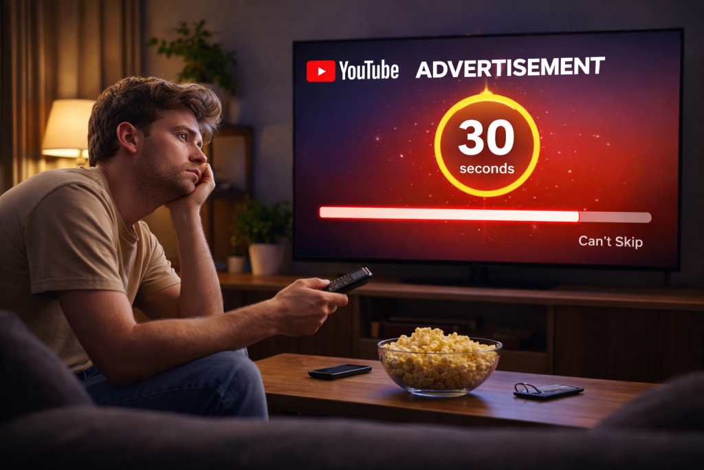 Pubblicità YouTube TV: spot da 30s non skippabile