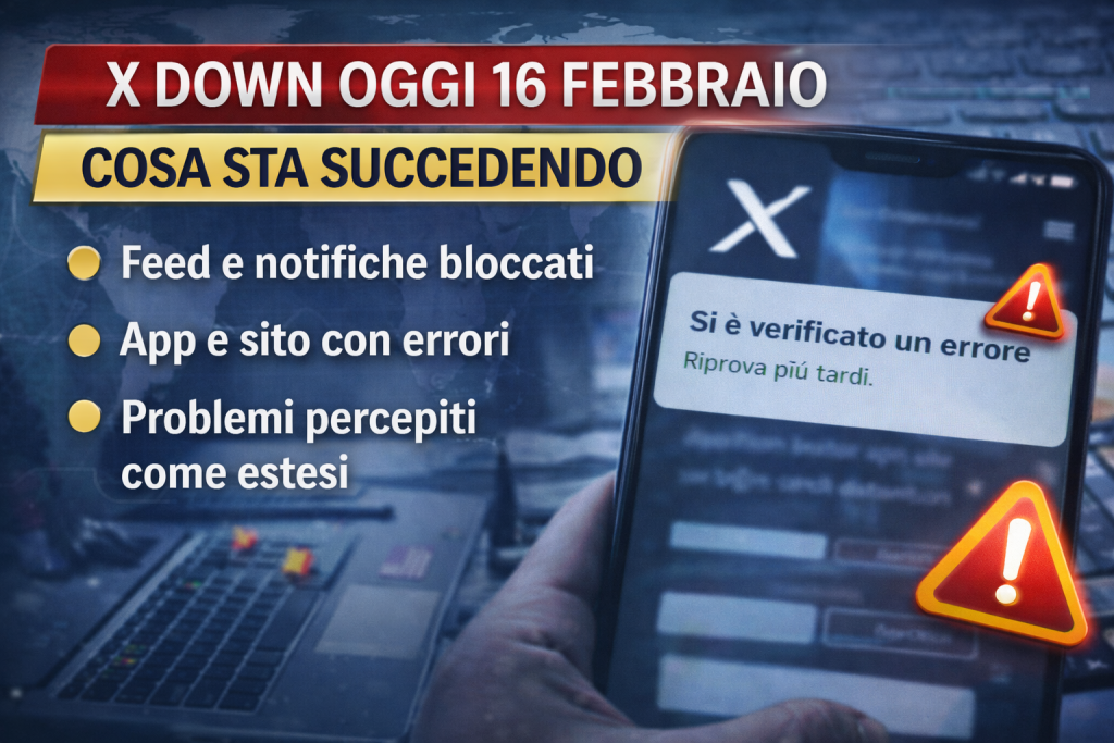 X down oggi 16 febbraio: cosa sta succedendo